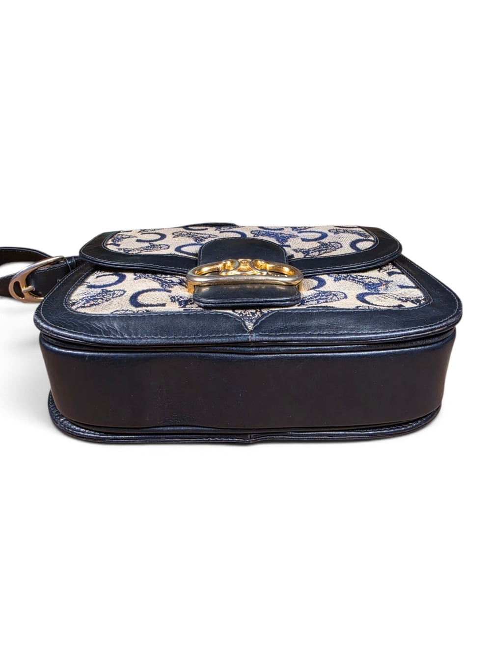 Vtg. CELINE C Sulky Horse & Carriage Jacquard Navy Canvas Purse (Retail $1500+) - Picture 7 of 17